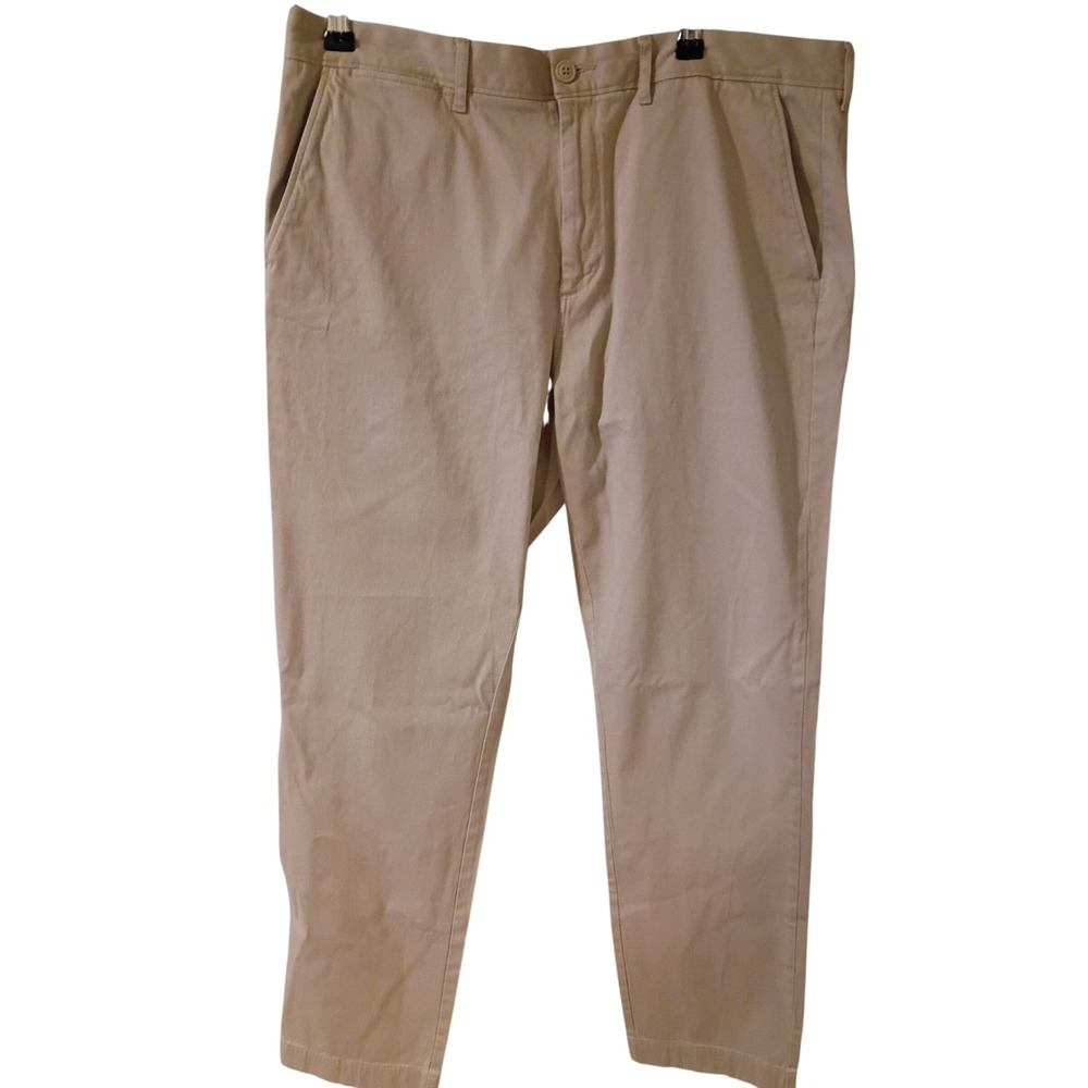 J.Crew Stretch Chino Pants Mens 36x32 Khaki Tan Cotton Blend Casual Trousers